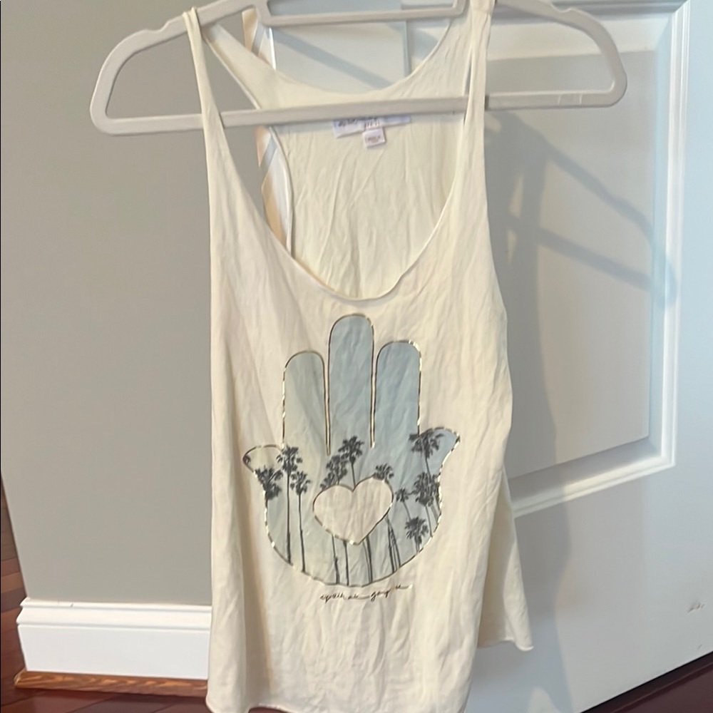 Spiritual Gangster Women's Cream Tank Top with hamsa design